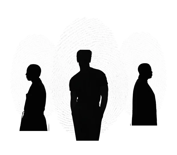 BlackShade brand philosophy — silhouettes over fingerprint motif